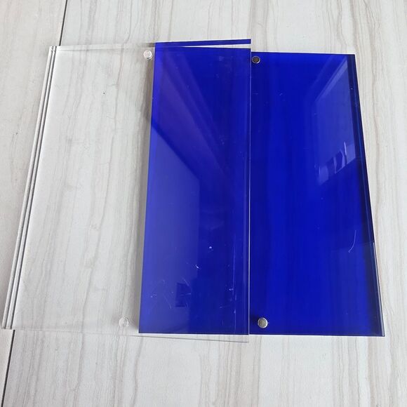 Clear & Blue Lucite Magnetic Block Photo Picture Frame 6" X 8" - Picture 6 of 10